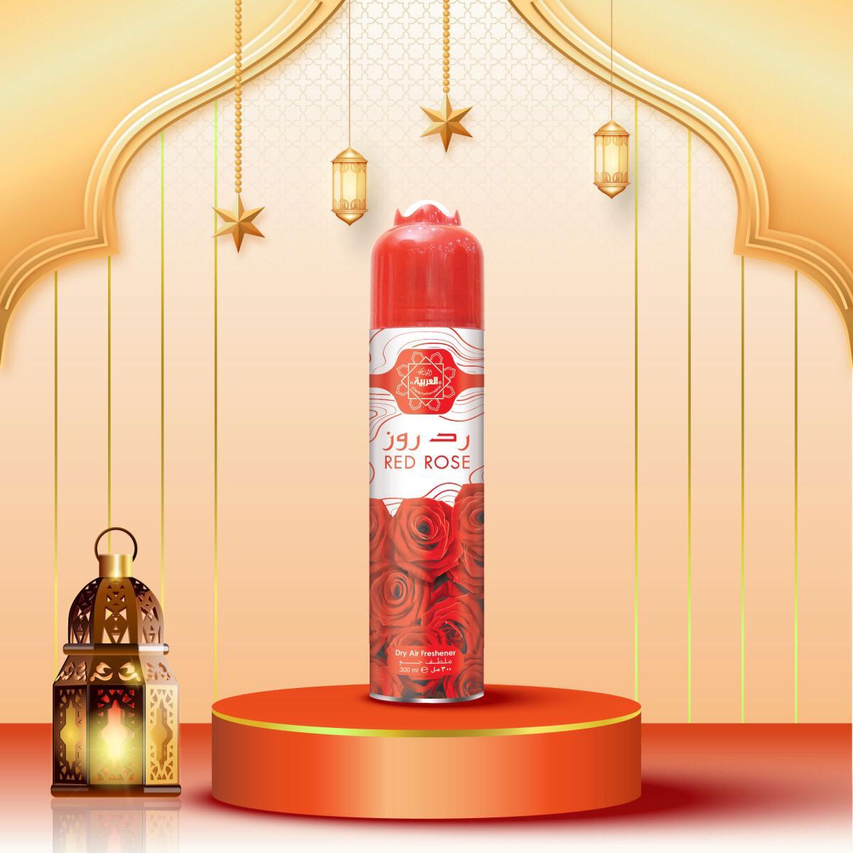 Al Arabia Red Rose Air Freshener 300ml – Sweet Floral Long Lasting Home & Car Fragrance Spray