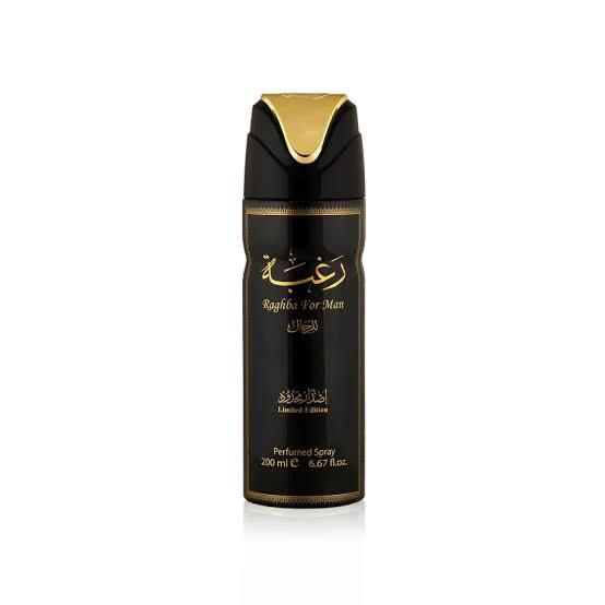"Lattafa Raghba for Men 200ml – Signature Body Spray for Men"